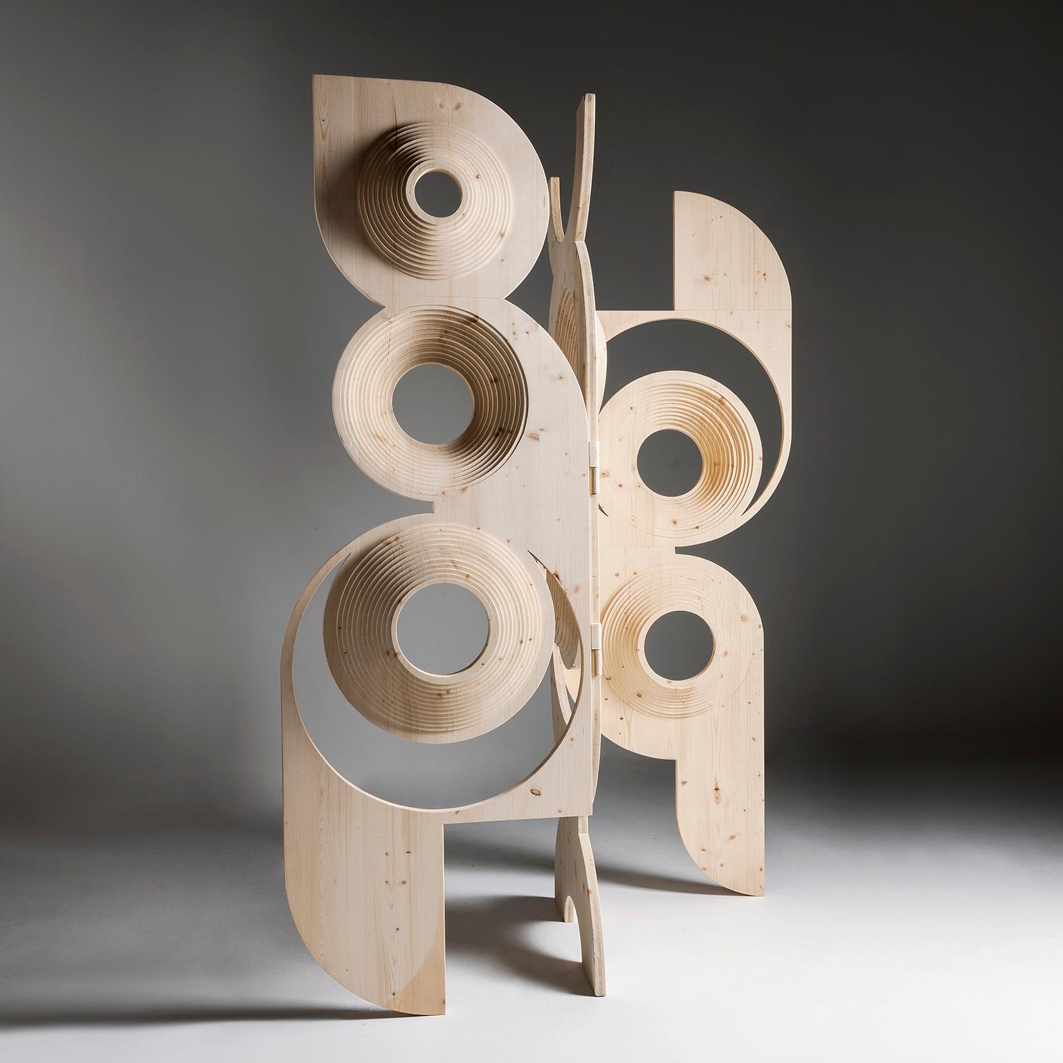Bois Moderne  Séparation de pièce en bois sculptural de Sebastiano Bottos, Italie en vente