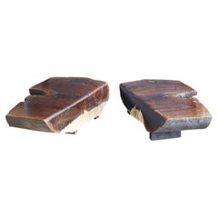 Contemporary Sculptural Wood Stump Coffee Table in Smoked Walnut