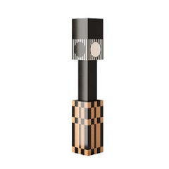 Contemporary Sculptural Wood Totem Geometric Black & Natural Wood