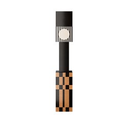 Totem en bois sculptural Contemporary Geometric Black & Natural Wood