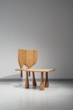 Contemporary Sculptural Wooden Bench Babushka #4 by Olga Engel