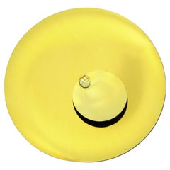 Miroir Concave Contemporain Sculptural en Verre Jaune