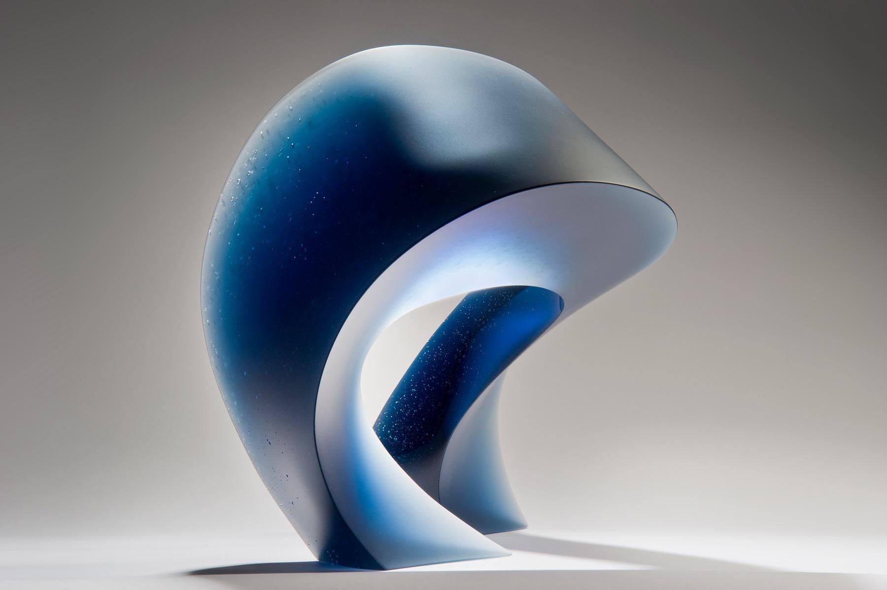 English Contemporary Blue Glass Sculpture by Heike Brachlow For Sale