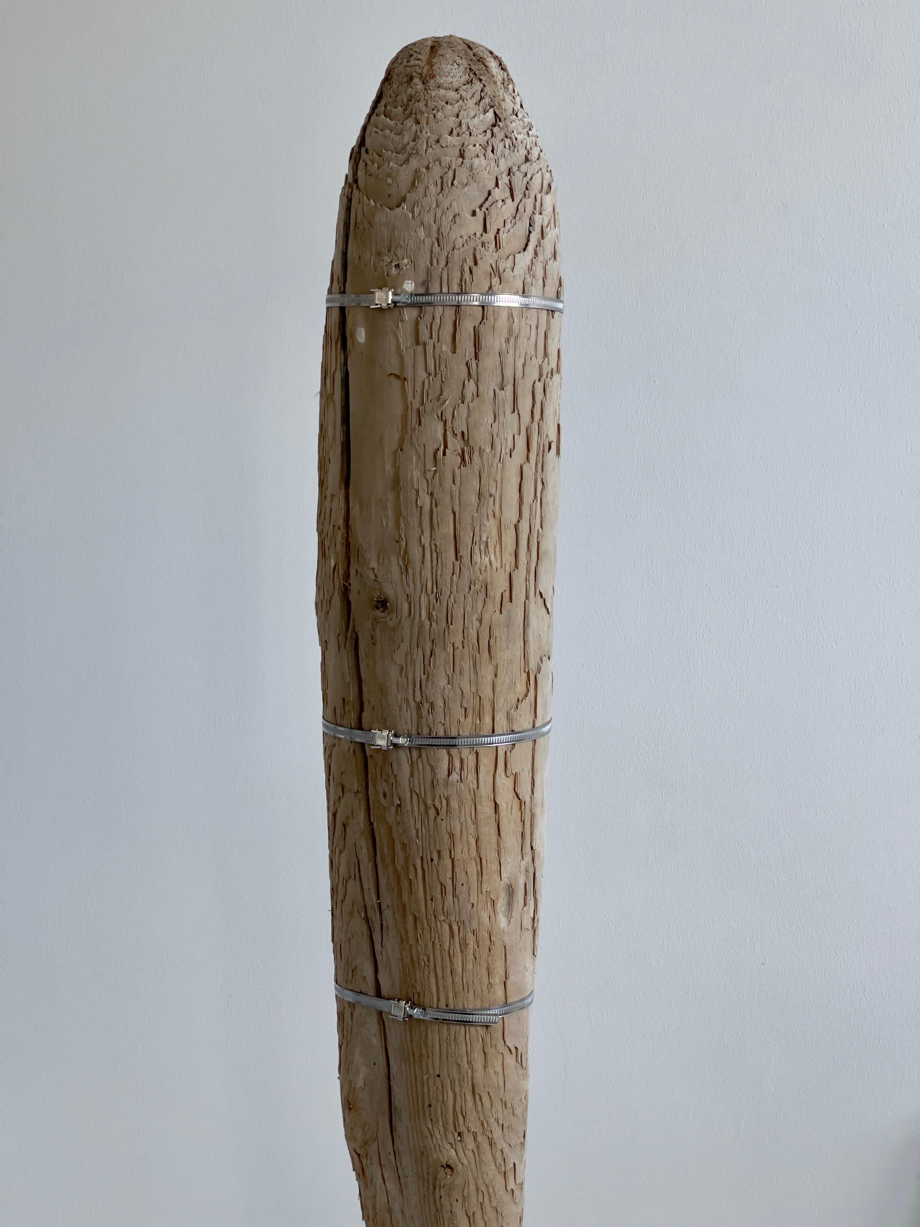 Norwegian  Unique Human Size Decor of a Drift Timber Sculpture on Metal Stand. For Sale