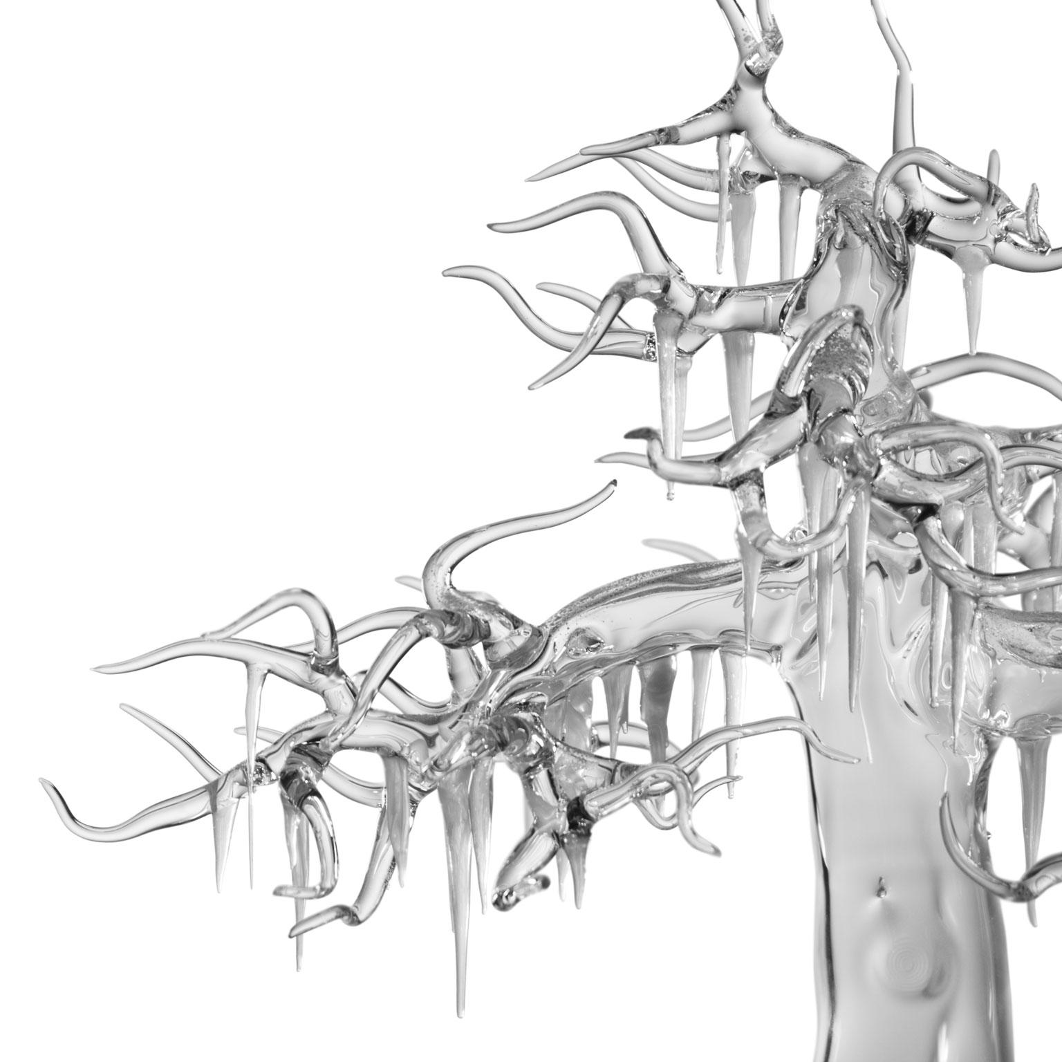 Moderne Sculpture contemporaine en verre soufflé Bonsaï 2023 Frozen Time Tree Ice Winter en vente