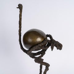 Contemporary Sculpture In Patinated Bronze With A Marble Base, 21st Century.