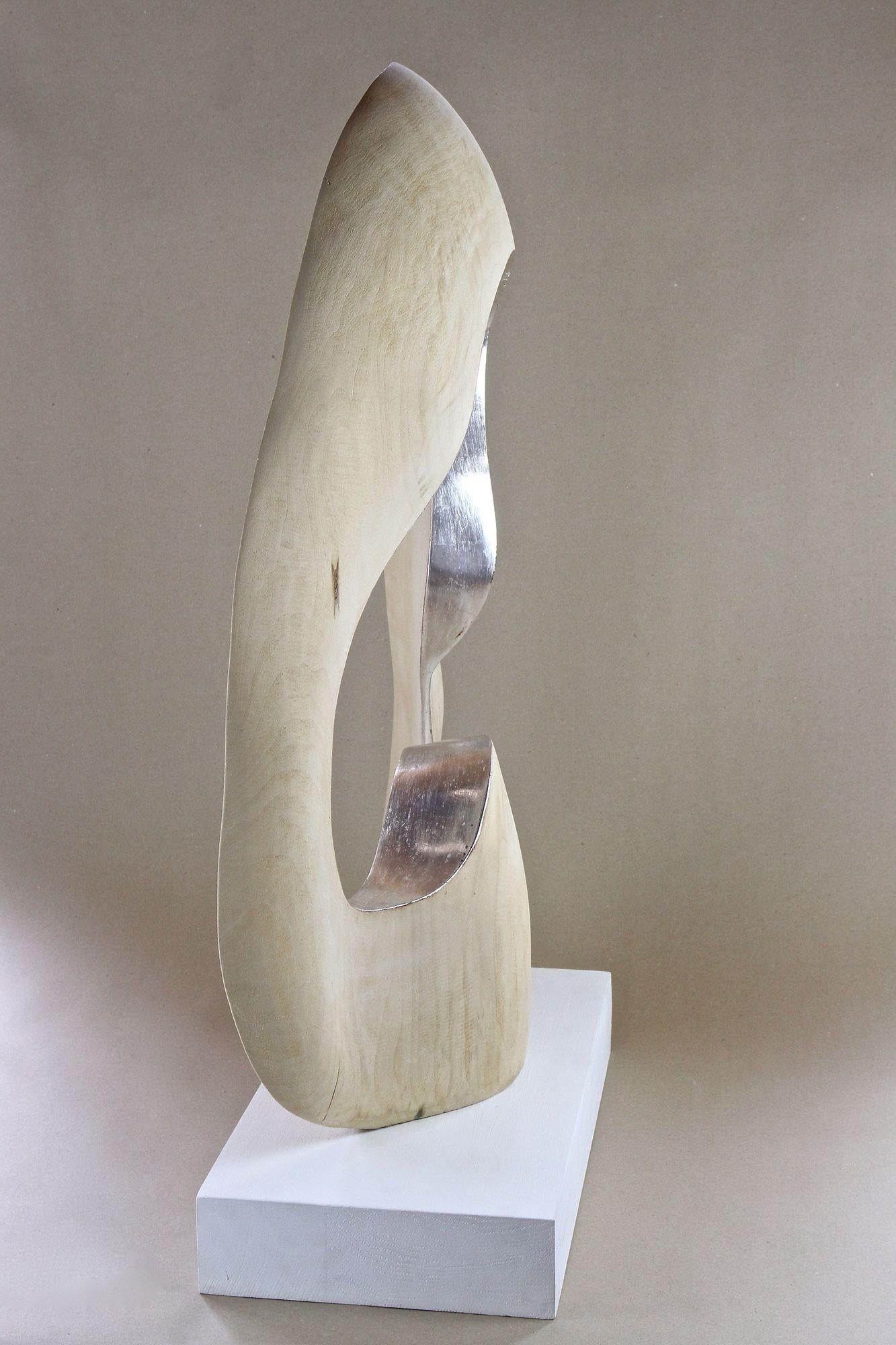 Zeitgenössische Skulptur „Infinty“ – versilbertes Bassholz von M.Treml, Österreich 2021 im Angebot 9
