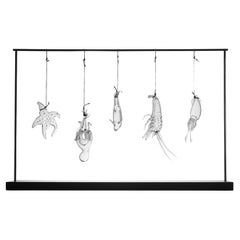 Sculpture AM Contemporary Miraculous Catch Verre soufflé Pieuvre Calmar Homard