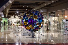 Contemporary Sculpture "Space Expansion" Colorful made of glass and titanium.