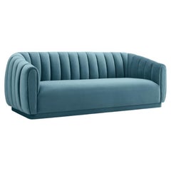 Contemporary Sea Blue Velvet Sofa