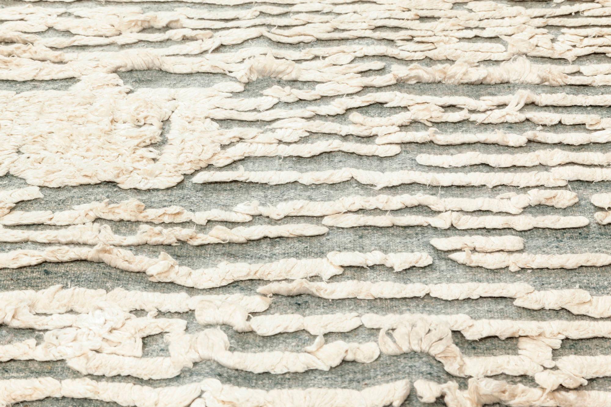 Contemporary Seafoam High-Low Silk and Wool Rug by Doris Leslie Blau In New Condition For Sale In New York, NY