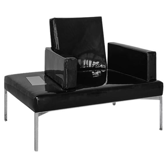 Zeitgenössischer Sessel mit schwarzer Vinylpolsterung aus Stahl ""Beasts"" Serie im Angebot