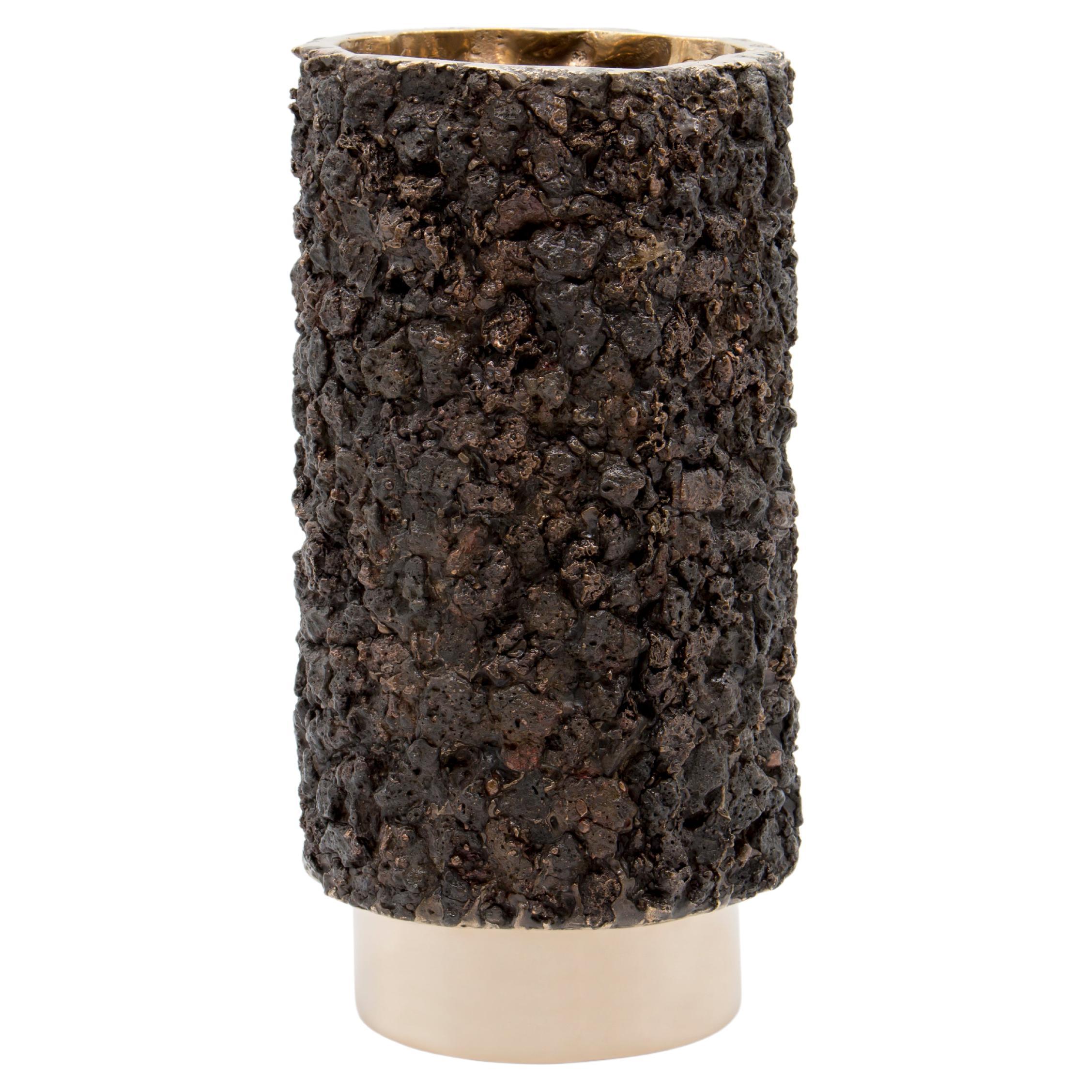 Contemporary Secondo Fuoco High Vase in Bronze For Sale