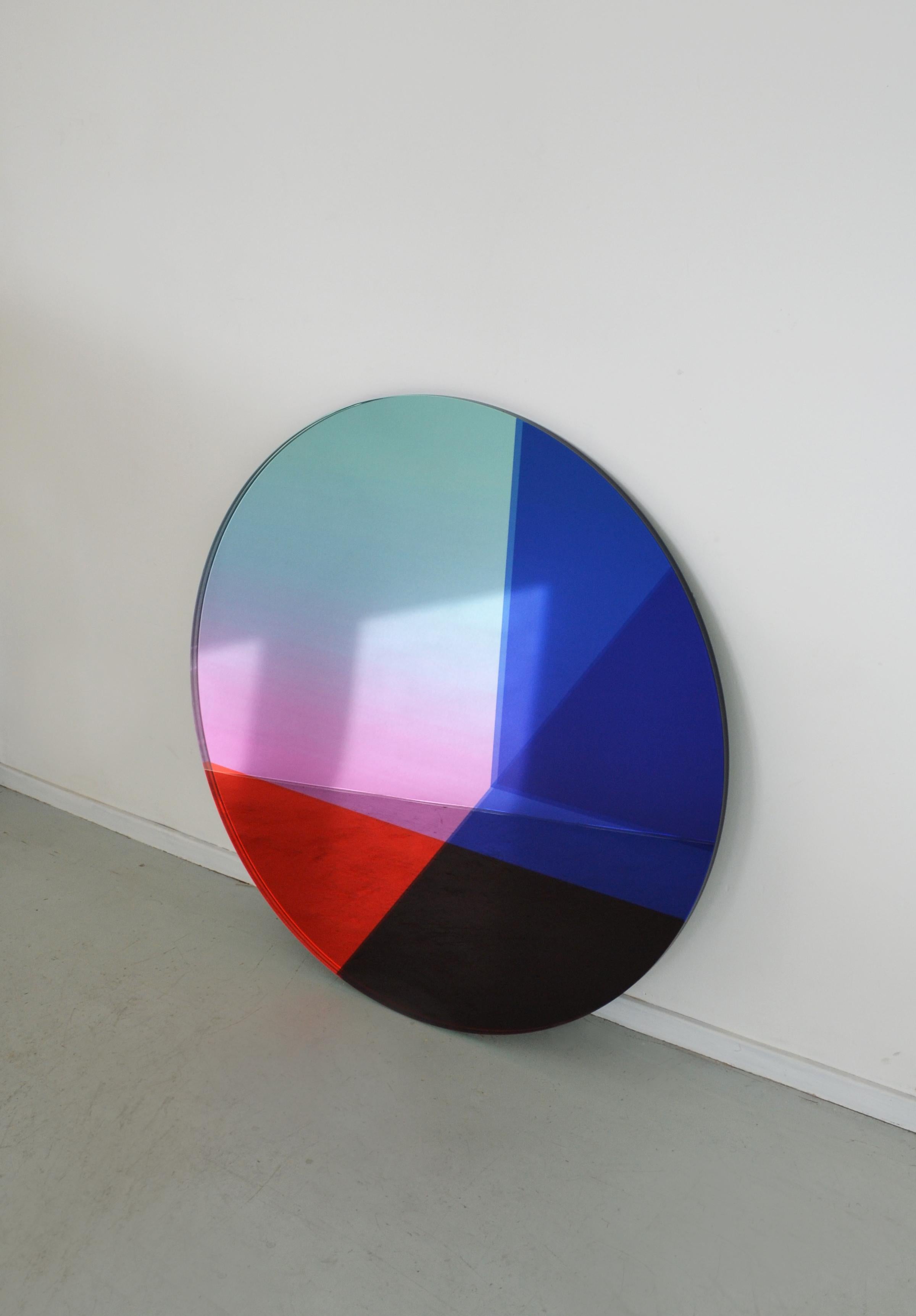 Post-Modern Contemporary Seeing Glass Big Round Wall Mirror 1000, Multi-Color For Sale