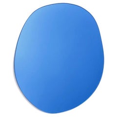 Contemporary Seeing Glass Off Round Wall Mirror, 450, Blue, by Sabine Marcelis