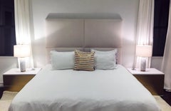 Contemporary Sela Bedside Table in White Ash, Brass