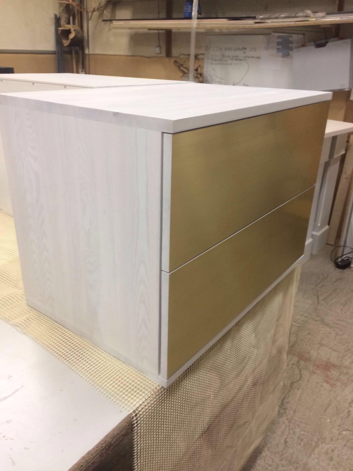 Contemporary Sela Bedside Table in White Ash, Brass In New Condition For Sale In Husavik, IS