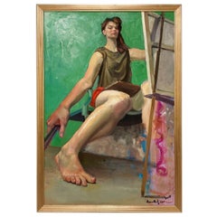 Contemporary Self Portrait Signed Anna Hodges