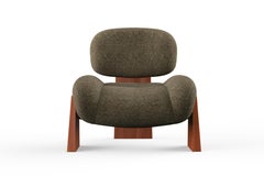 Contemporary Sense Silla de centro, Sillón Madera de sapeli, Bouclé, Latón, Manzana verde