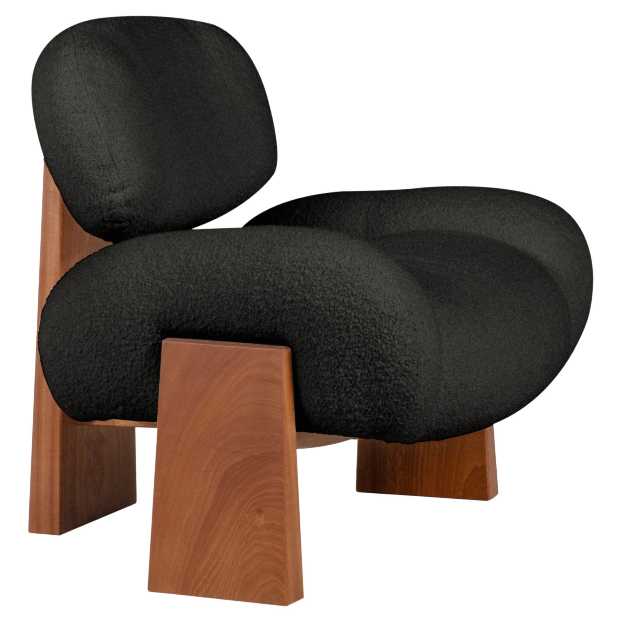 Contemporary Sense Silla de centro, Sillón Madera de sapeli, Bouclé, Latón, Manzana verde en venta