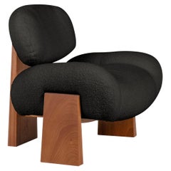 Sedia Sense contemporanea, poltrona Legno di sapele, Bouclé, Ottone, Greenapple