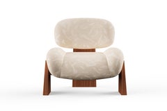 Contemporary Accent Chair, Armchair, Sapele Wood, Dedar Linen, Greenapple