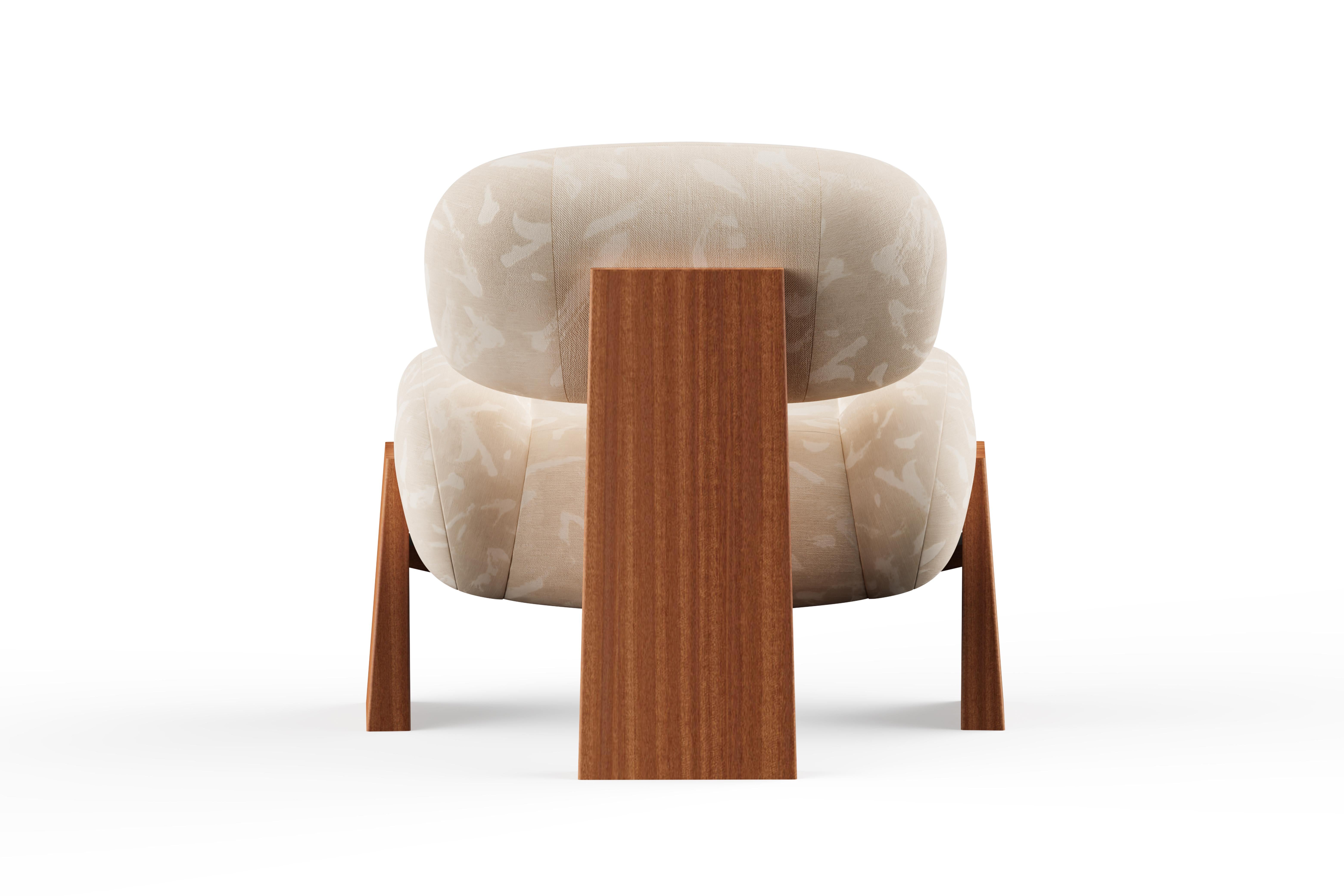 Silla de centro Sense contemporánea, Sillón, Madera de sapeli, Lino Dedar, Manzana verde en Nuevo estado para la venta en Lisboa, PT