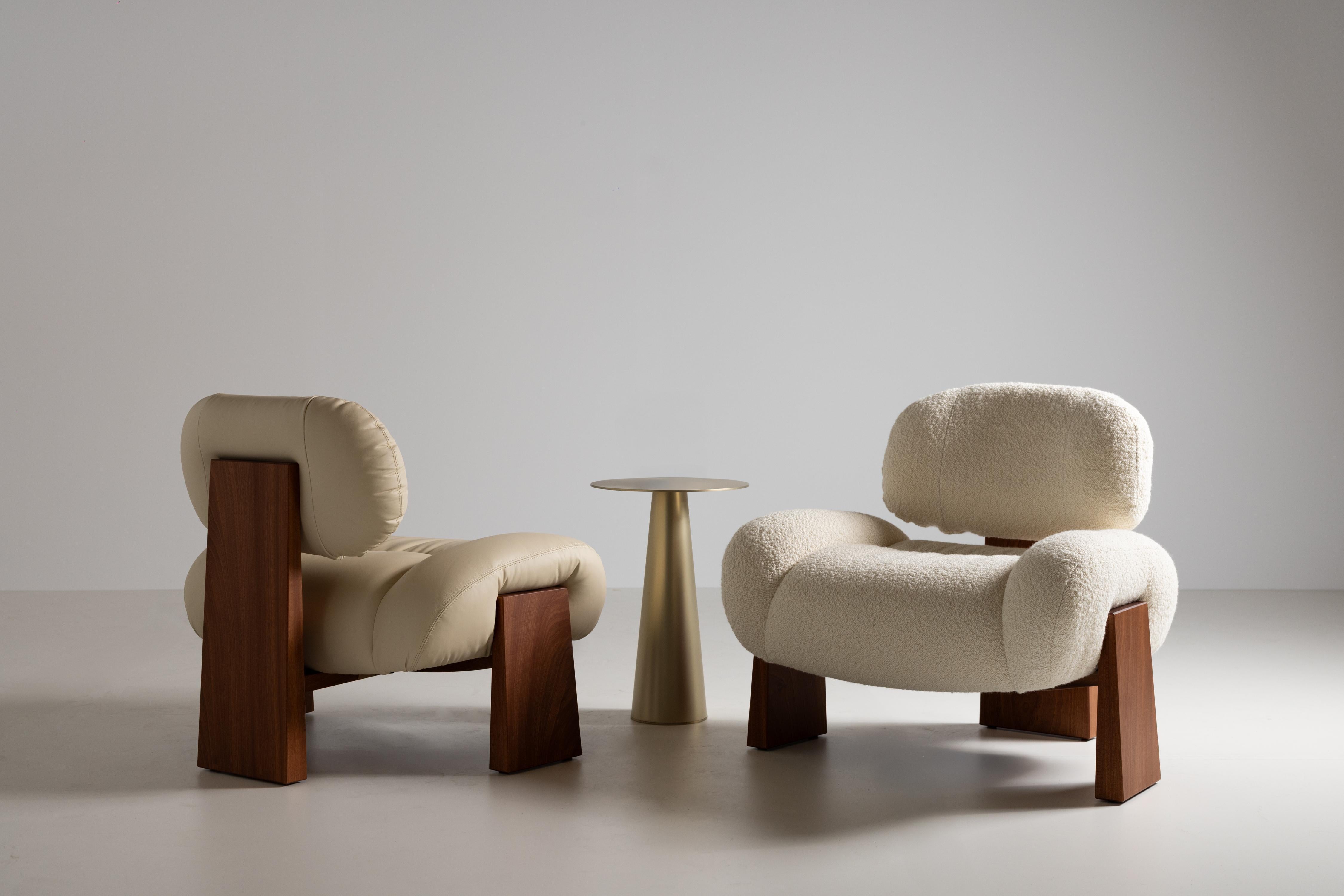 Sedia da salotto contemporanea Sense, sedia da salotto, legno di sapele, pelle, Greenapple in vendita 5