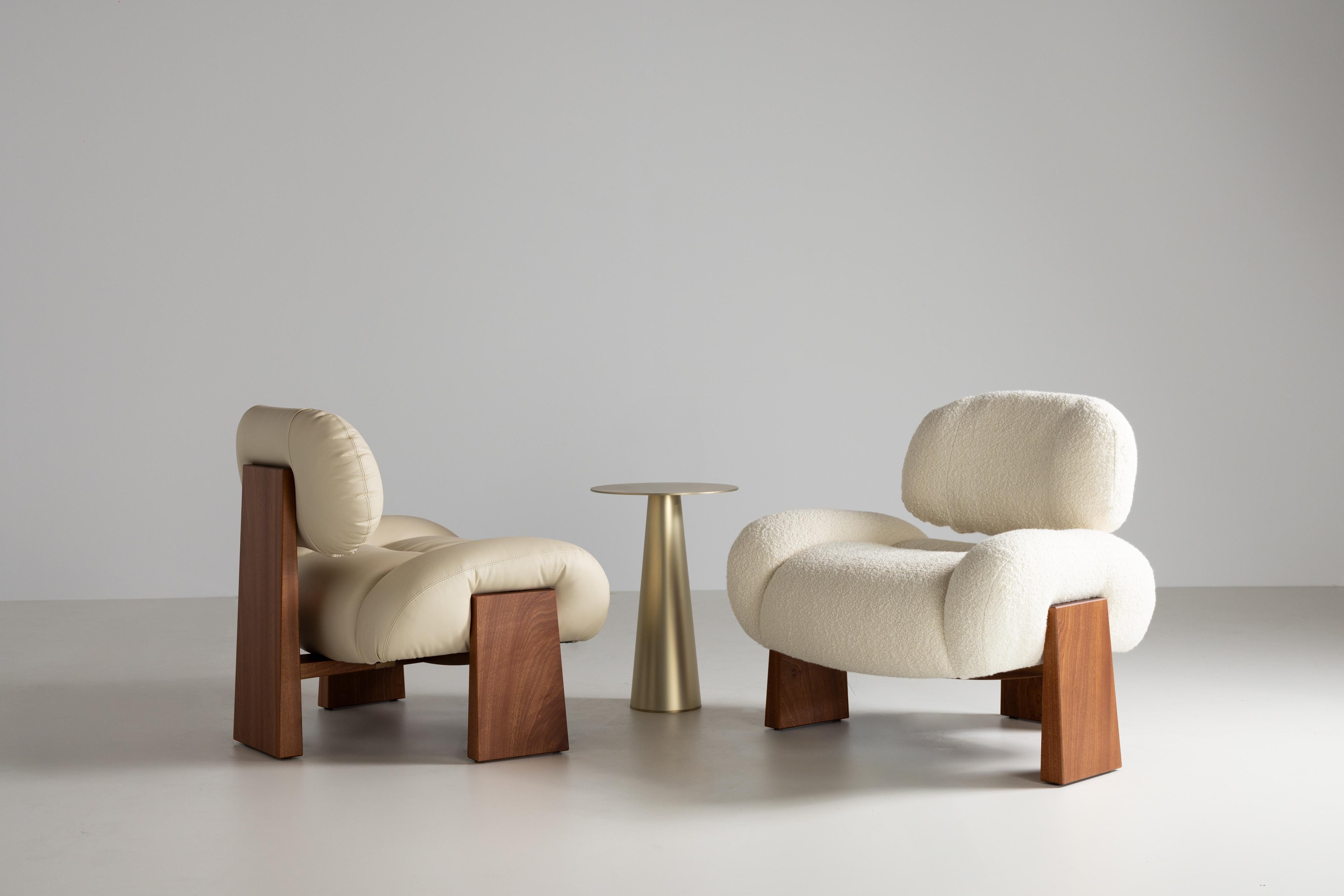 Sedia da salotto contemporanea Sense, sedia da salotto, legno di sapele, pelle, Greenapple in vendita 6