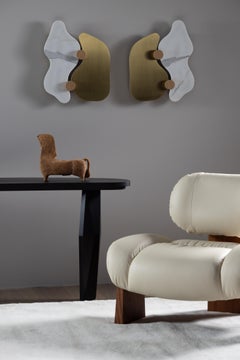 Sense Leather Lounge Chair by Rute Martins for Greenapple, Light Beige, Sapele