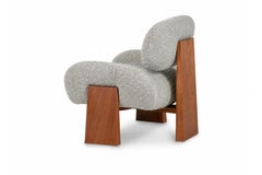 Contemporary Sense Sapelli Lounge Chair, Perla Boucle, Handmade by Greenapple
