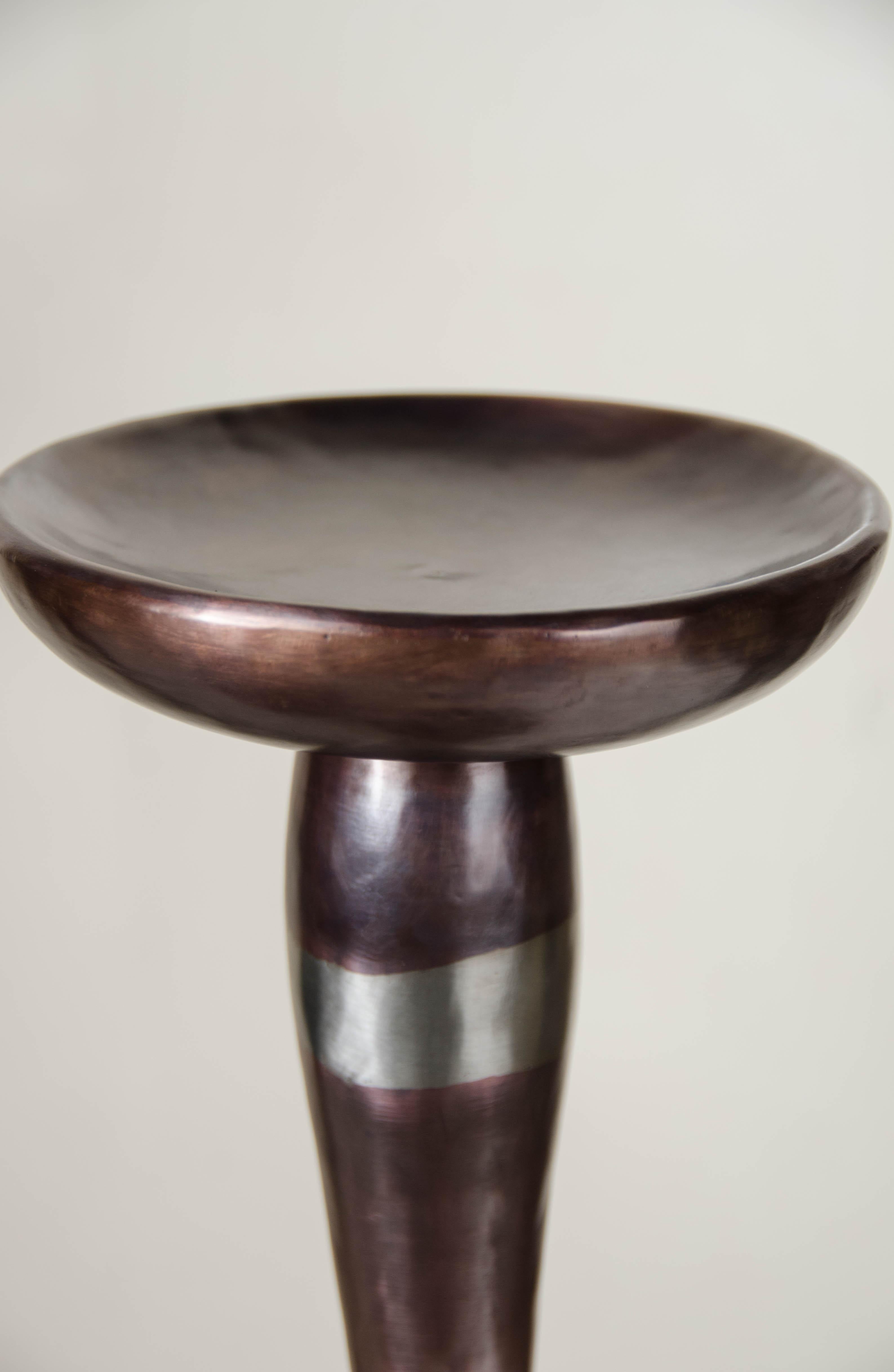 Modern Contemporary Serpentine Candlestand in Copper & White Bronze by Robert Kuo For Sale