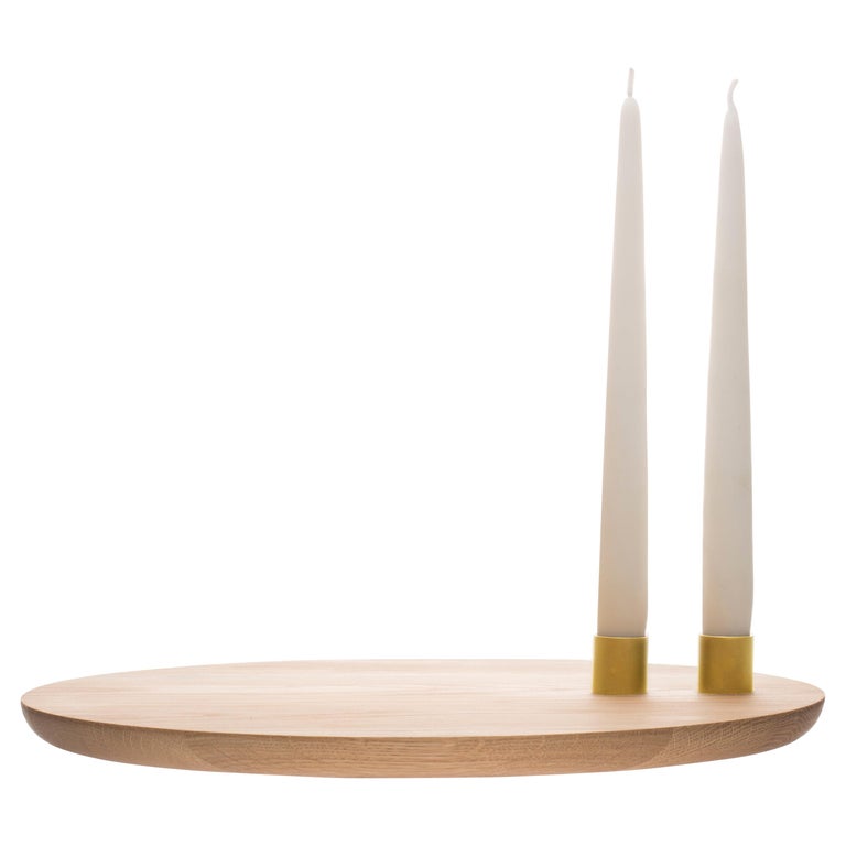 Contemporary Serving Tray Charcuterie Board Candelabra Centerpiece in Stock For Sale