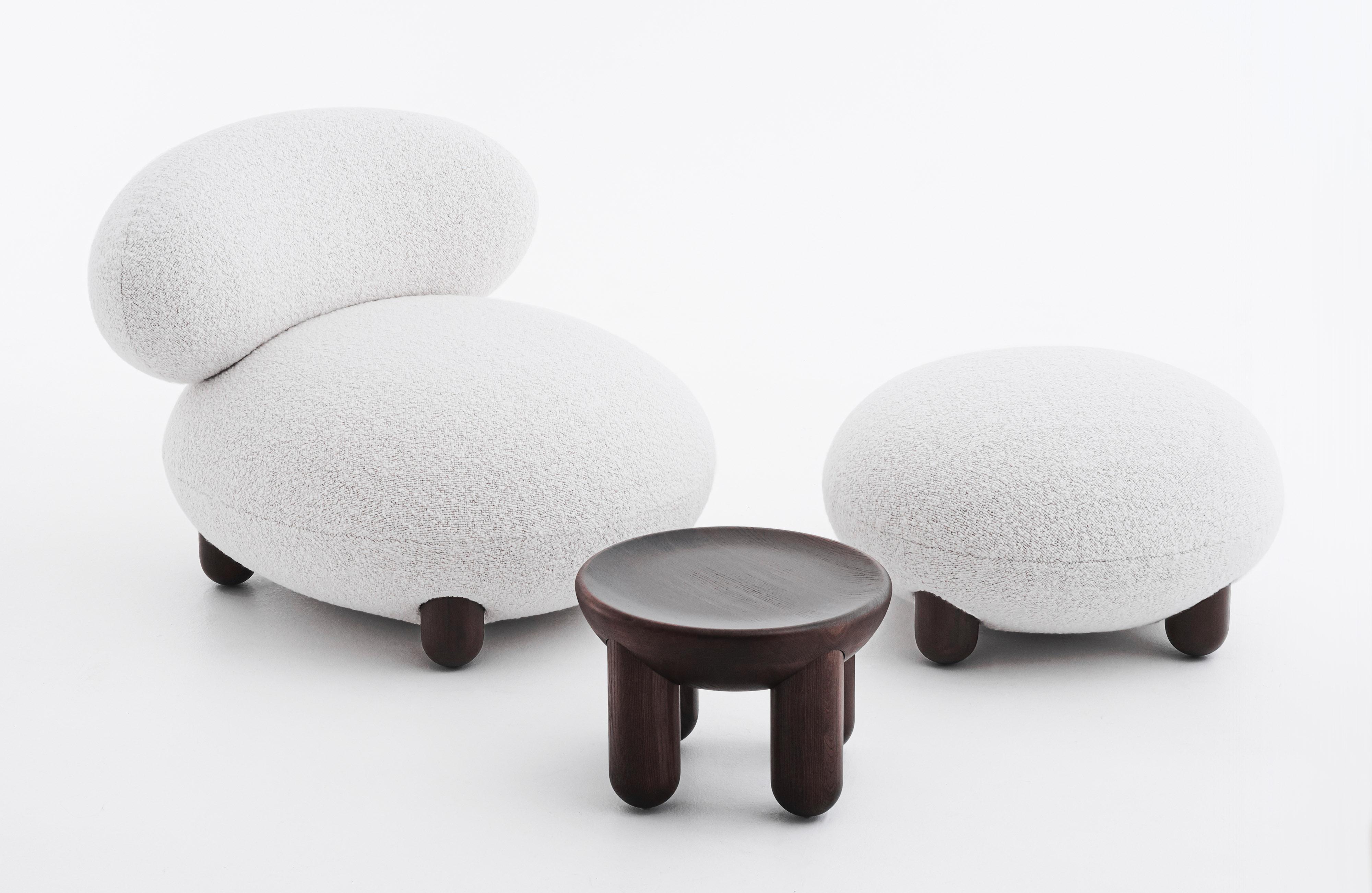 Contemporary Set 'Flock', Lounge Chair + Ottoman by Noom, Baloo Bouclé For Sale 5