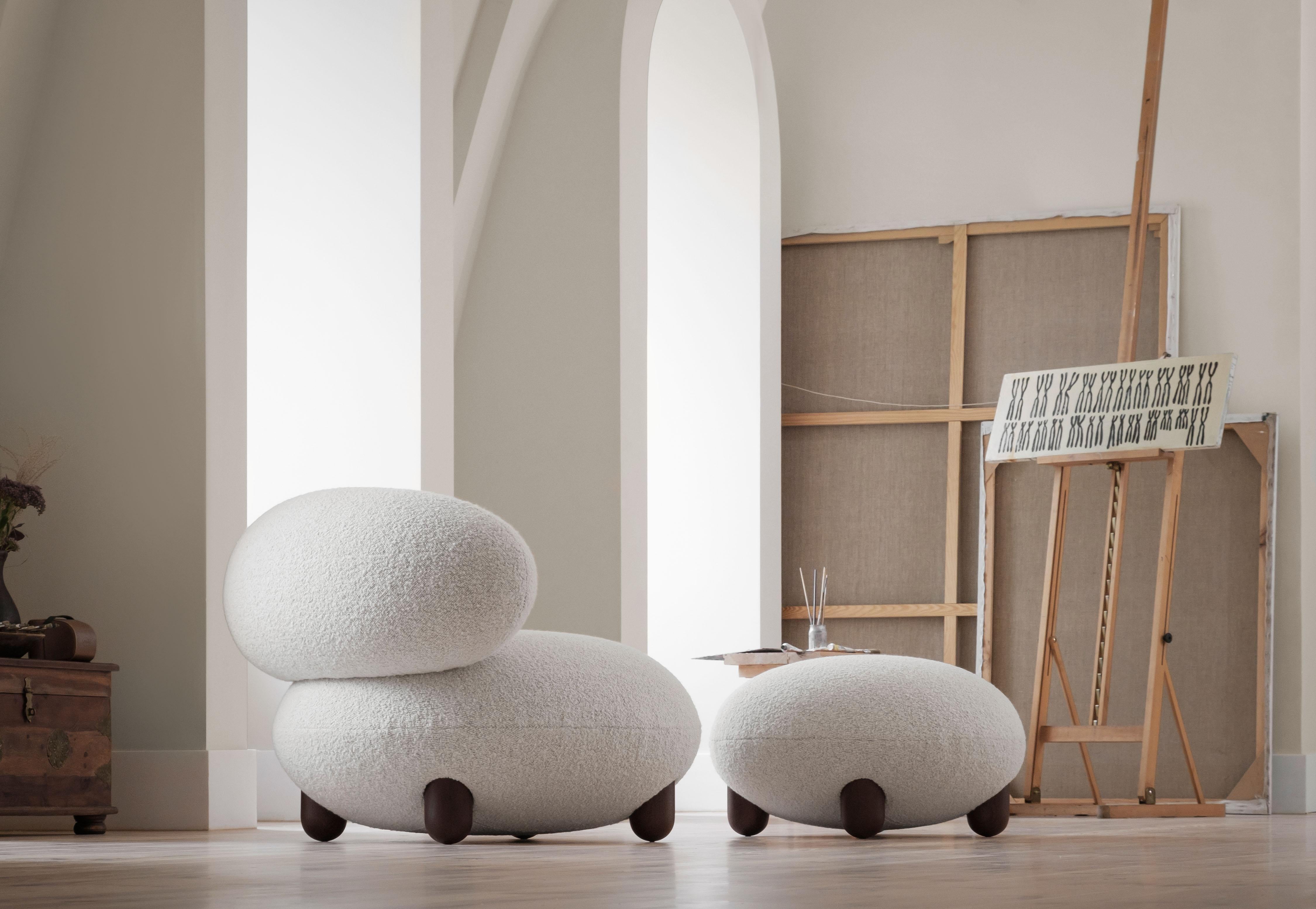 Set contemporaneo 'Flock', sedia lounge + ottomana di NOOM, Baloo Bouclé in vendita 6