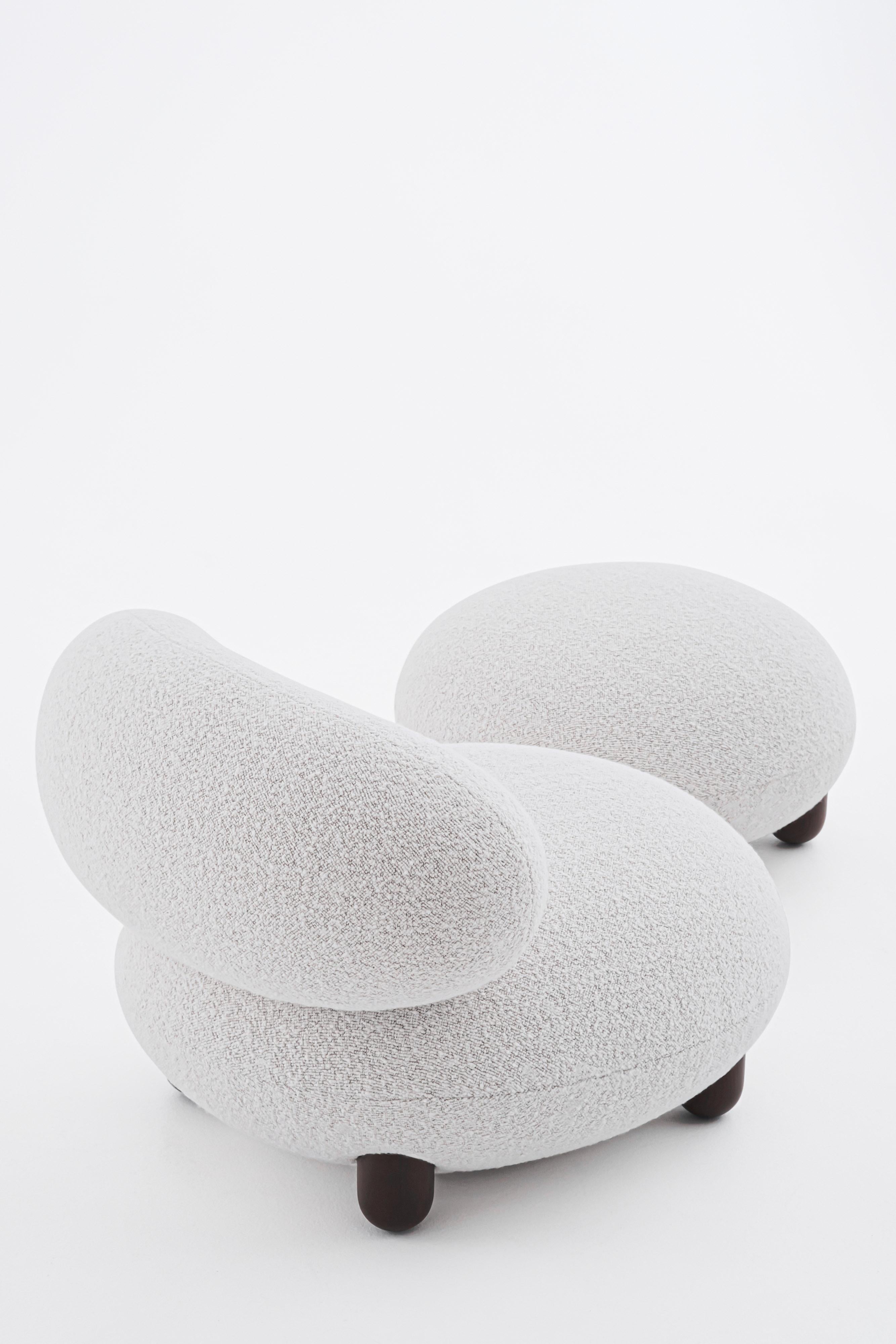 Contemporary Set 'Flock', Lounge Chair + Ottoman by Noom, Baloo Bouclé For Sale 9