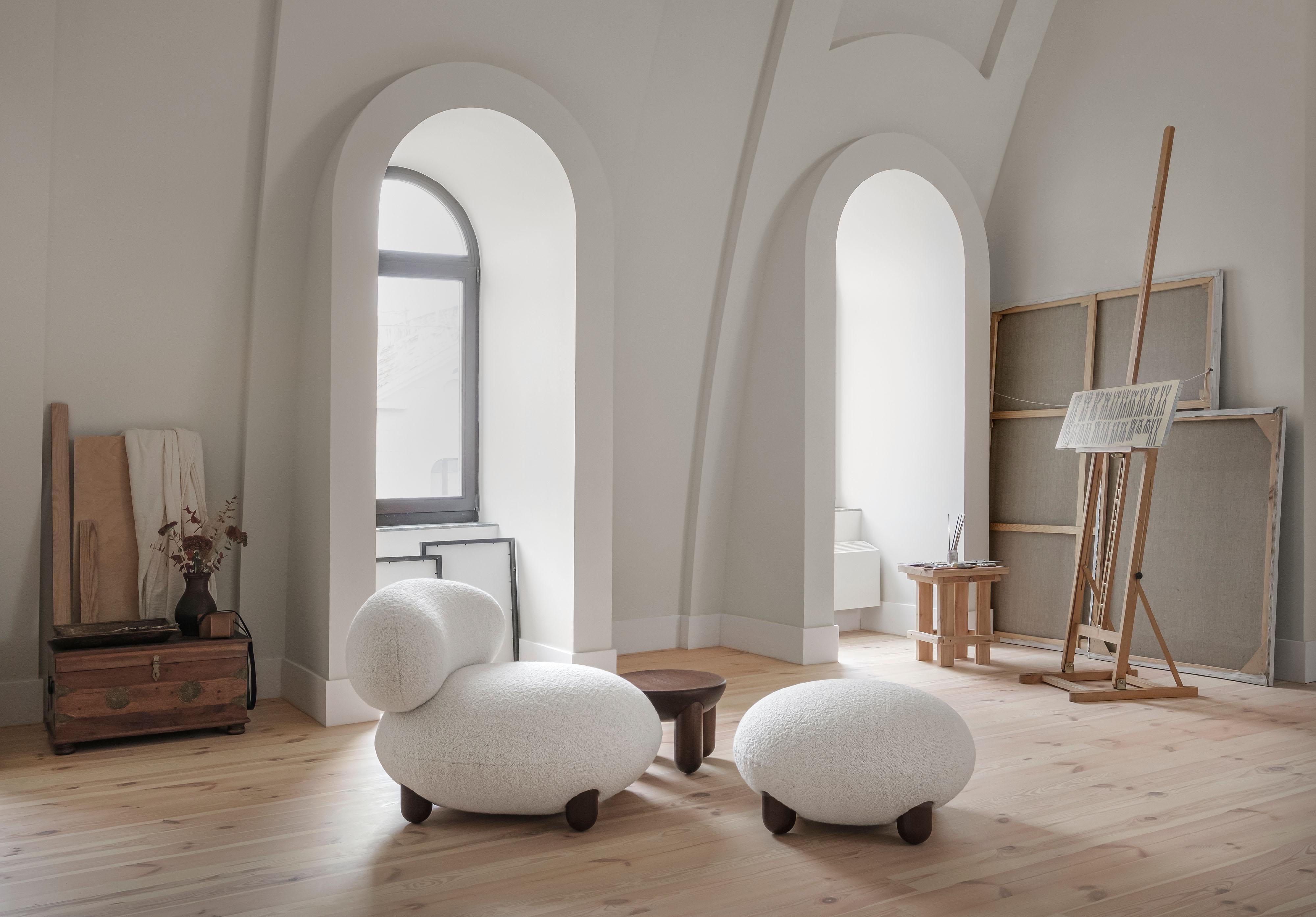 Set contemporaneo 'Flock', sedia lounge + ottomana di NOOM, Baloo Bouclé in vendita 9