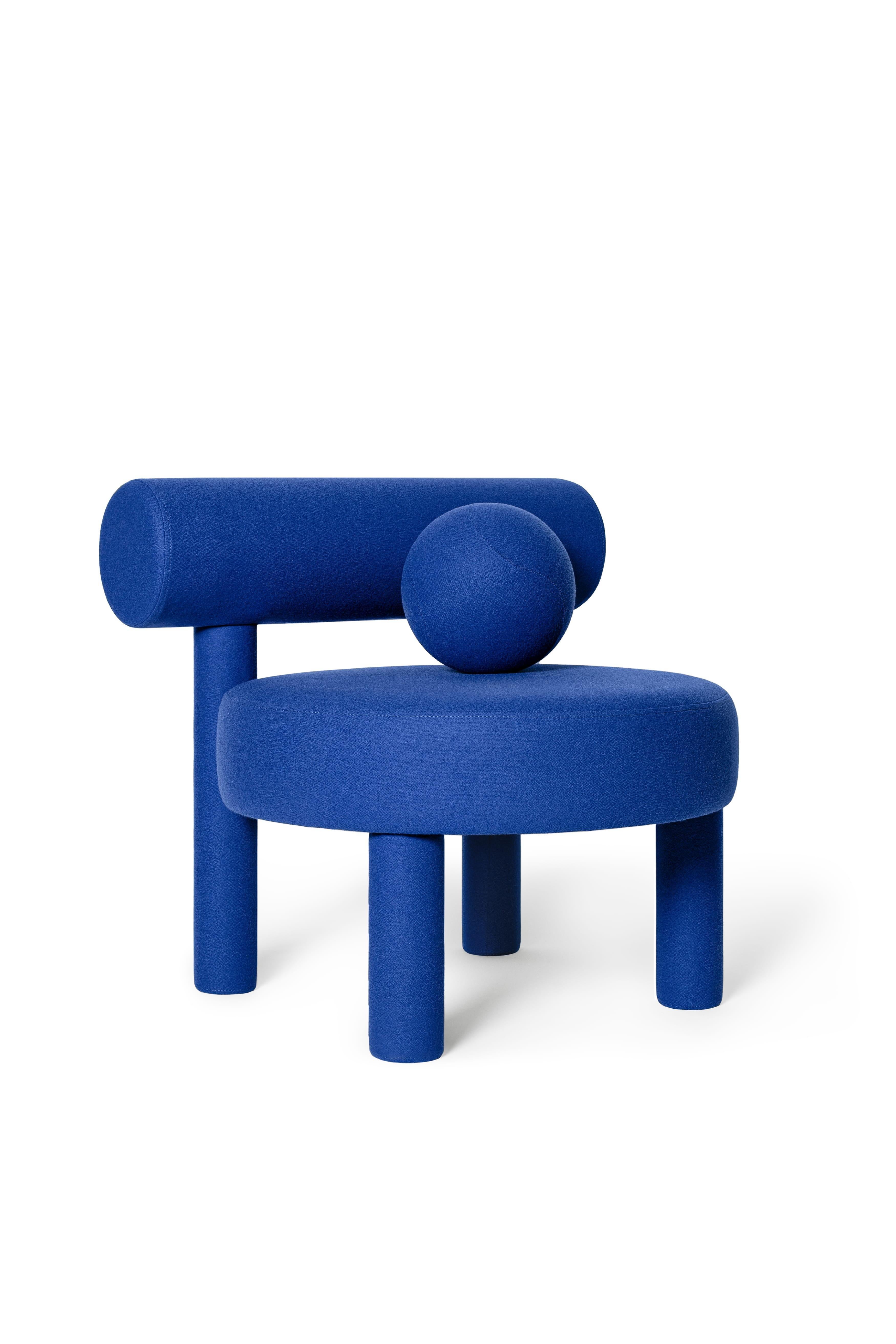 Contemporary Set 'Gropius CS1' by NOOM, 2 Low Chair in Wool Blue In New Condition For Sale In Paris, FR