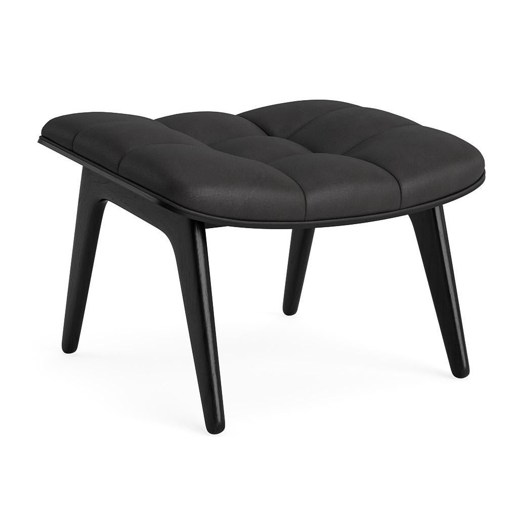Danish Contemporary Set 'Mammoth', Chair + Ottoman, Black, Dunes Leather For Sale