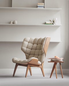 Contemporary Set 'Mammoth', Chair + Ottoman, Dark Smoked Oak, Barnum Bouclé 11