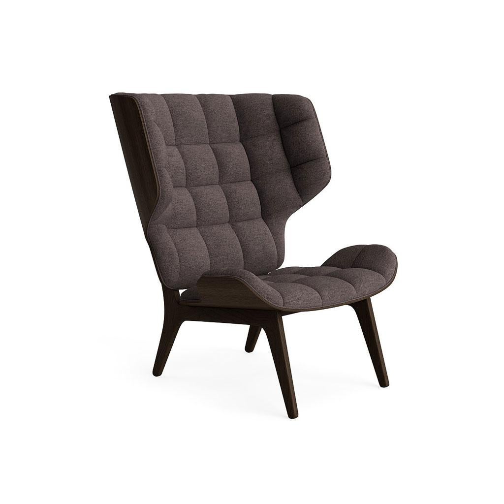 Scandinavian Modern Contemporary Set 'Mammoth', Chair + Ottoman, Dark Smoked Oak, Barnum Bouclé 11 For Sale