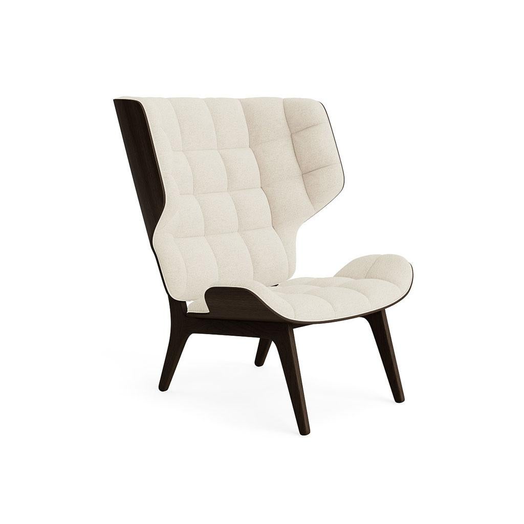Scandinavian Modern Contemporary Set 'Mammoth'', Chair + Ottoman, Dark Smoked Oak, Barnum Bouclé For Sale