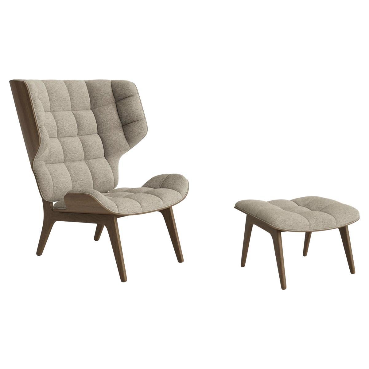 Contemporary Set 'Mammoth'', Chair + Ottoman, Light Smoked Oak, Barnum Bouclé 3