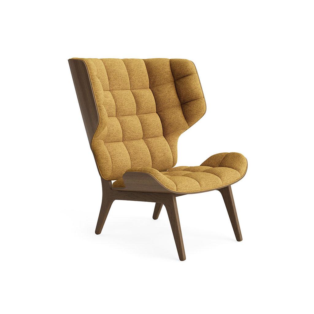 Scandinavian Modern Contemporary Set 'Mammoth', Chair + Ottoman, Light Smoked Oak, Barnum Bouclé 5 For Sale