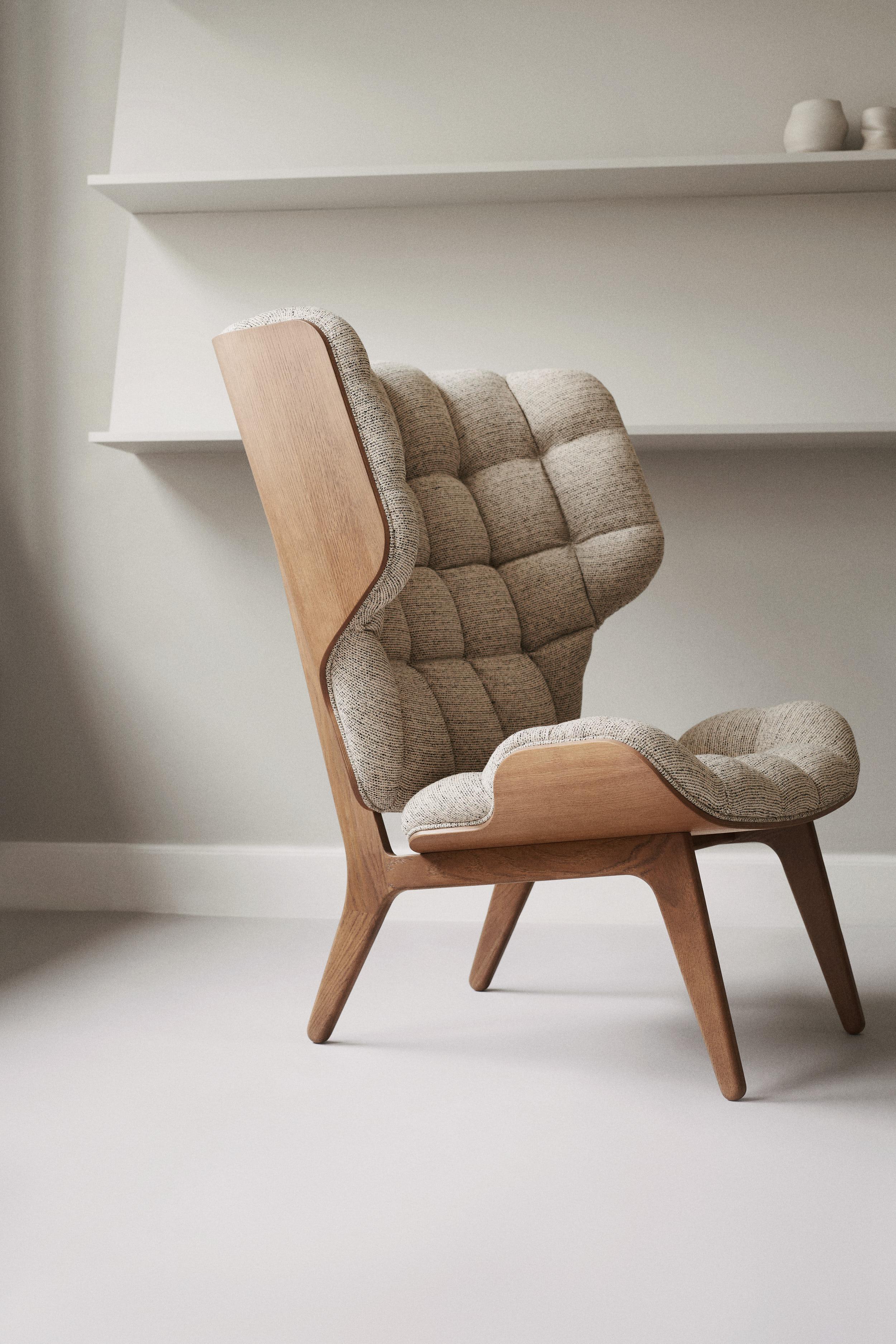 Contemporary Set 'Mammoth', Chair + Ottoman, Natural Oak, Barnum Bouclé 24 For Sale 7