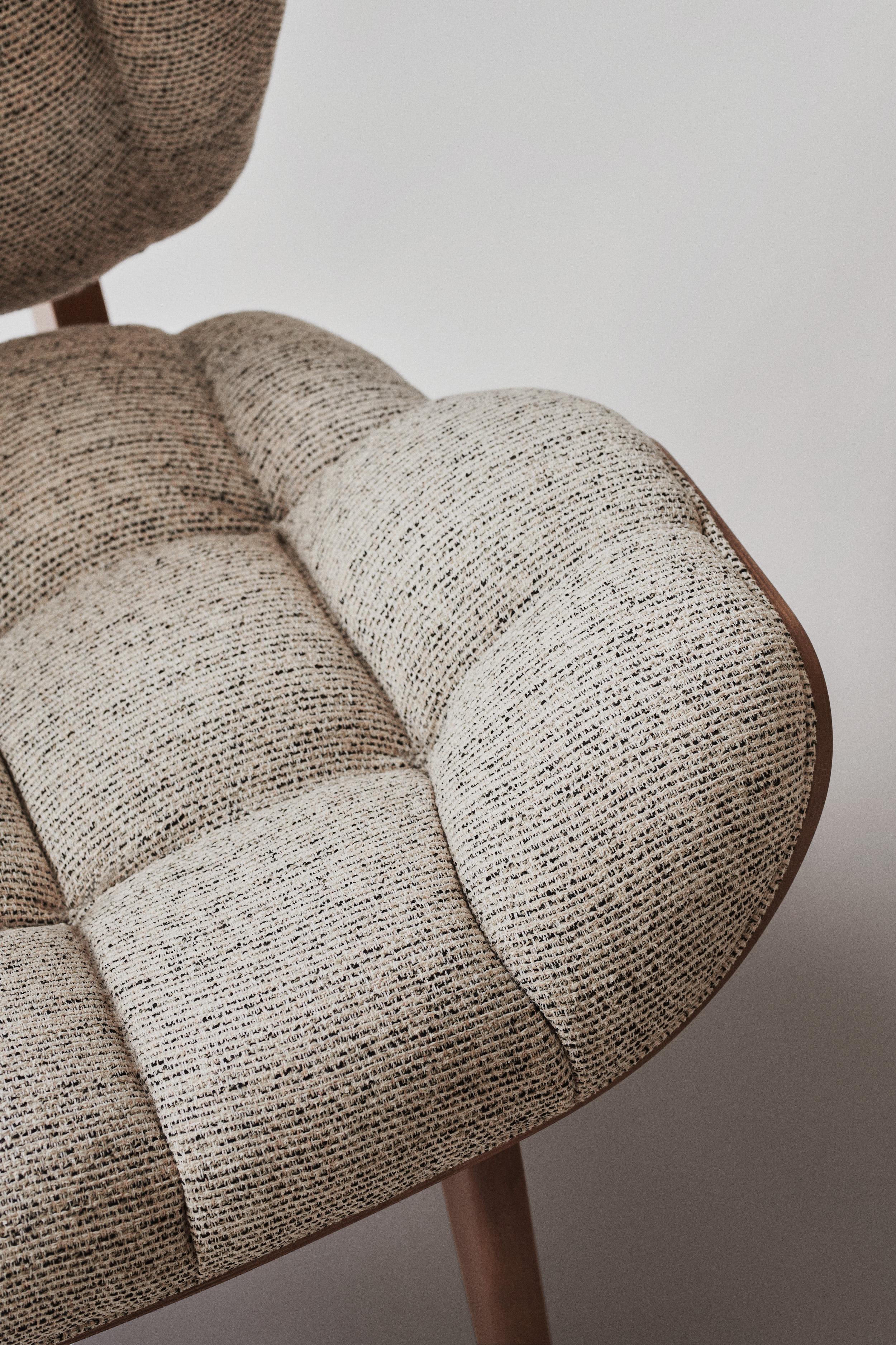 Contemporary Set 'Mammoth', Chair + Ottoman, Natural Oak, Barnum Bouclé 24 For Sale 9
