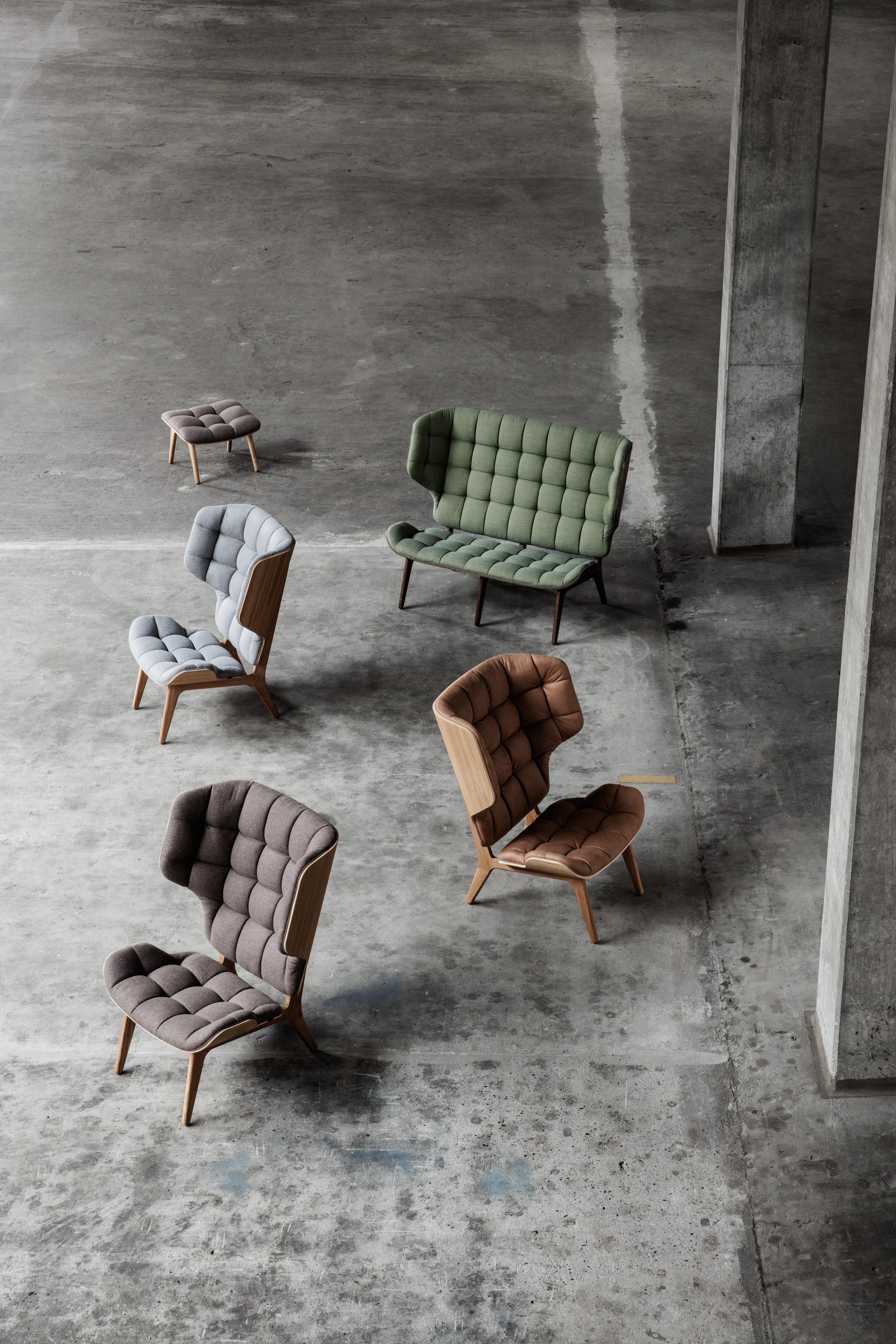 Danish Contemporary Set 'Mammoth', Chair + Ottoman, Natural Oak, Barnum Bouclé 24 For Sale