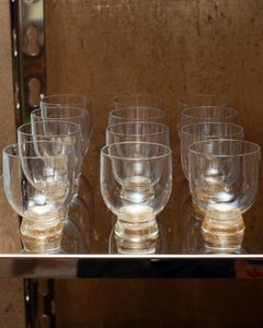 Contemporary Set of 12 Bell Shaped Murano Glass Tumblers with Gold Leaf Base