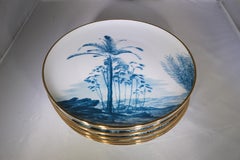 Contemporary Set of 12 Las Palmas Blue and White Plates by Vito Nesta Grand Tour