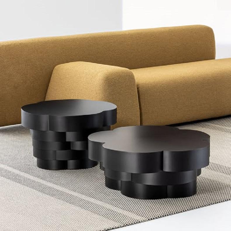 Contemporary Set of 2 Coffee Table Crafted from Hand-Bent Strips of Sheet Steel For Sale 1